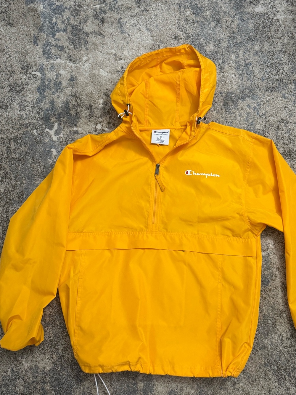 Champion Yellow Hooded Pullover Rain Jacket